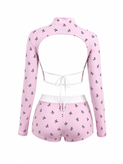 کراپ و شورتک کبریتی زنانه پشت باز بندی پاپیون | کد 757